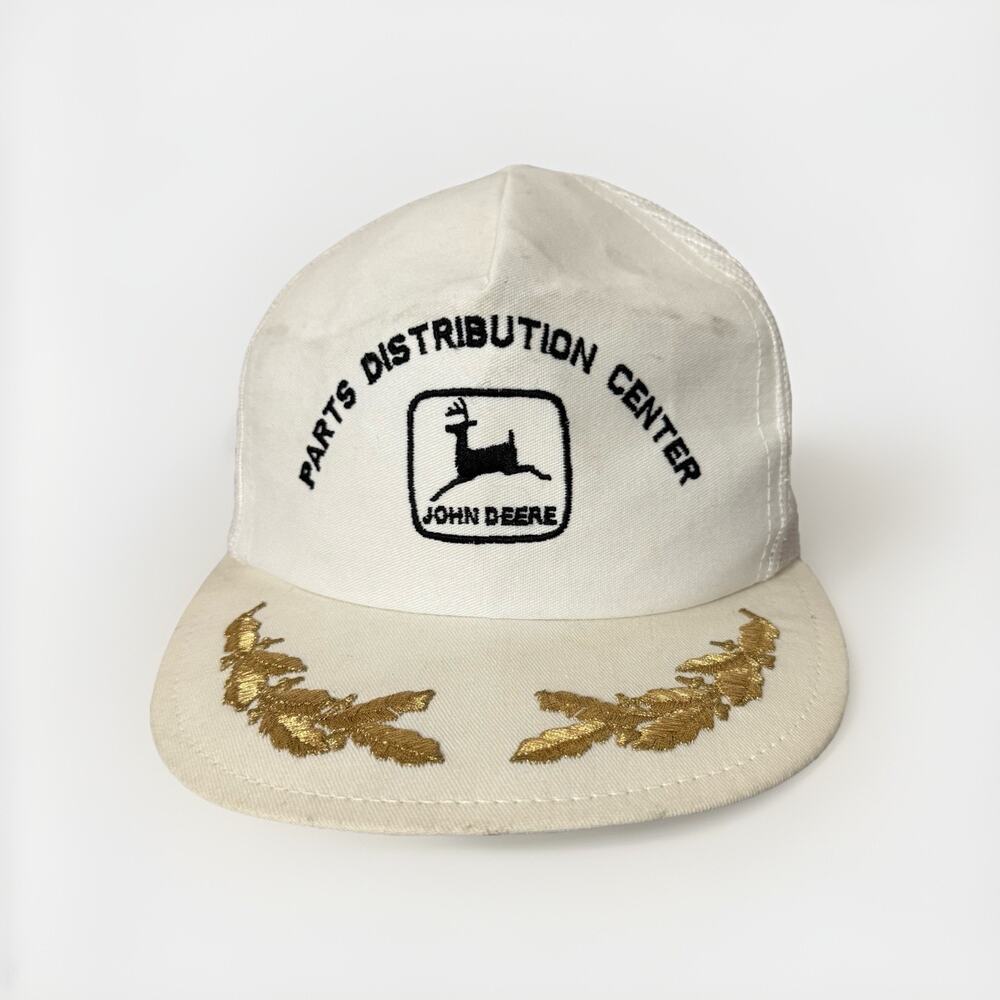 Vintage John Deere Louisville Patch Snapback Mesh Trucker Hat Gold Parts Dist
